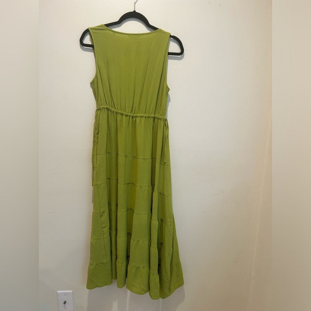 Green slowly casual summer dress. Max Studio sz 10 - Picture 3 of 4
